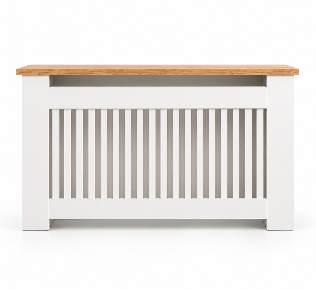 Cache-radiateur blanc à lattes