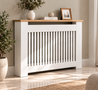 Cache-radiateur blanc à lattes