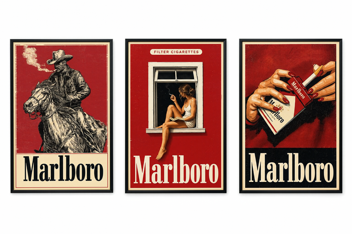 Tableaux Marlboro Vintage – 40 × 60 cm — Lot complet – 3 tableaux