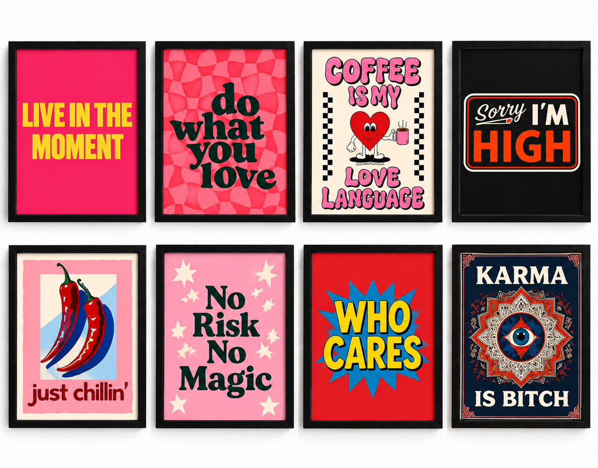 Tableaux Pop & Messages – 30 × 45 cm — Lot complet – 8 tableaux